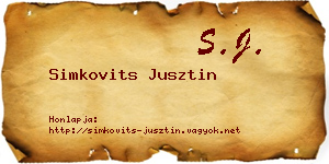 Simkovits Jusztin névjegykártya